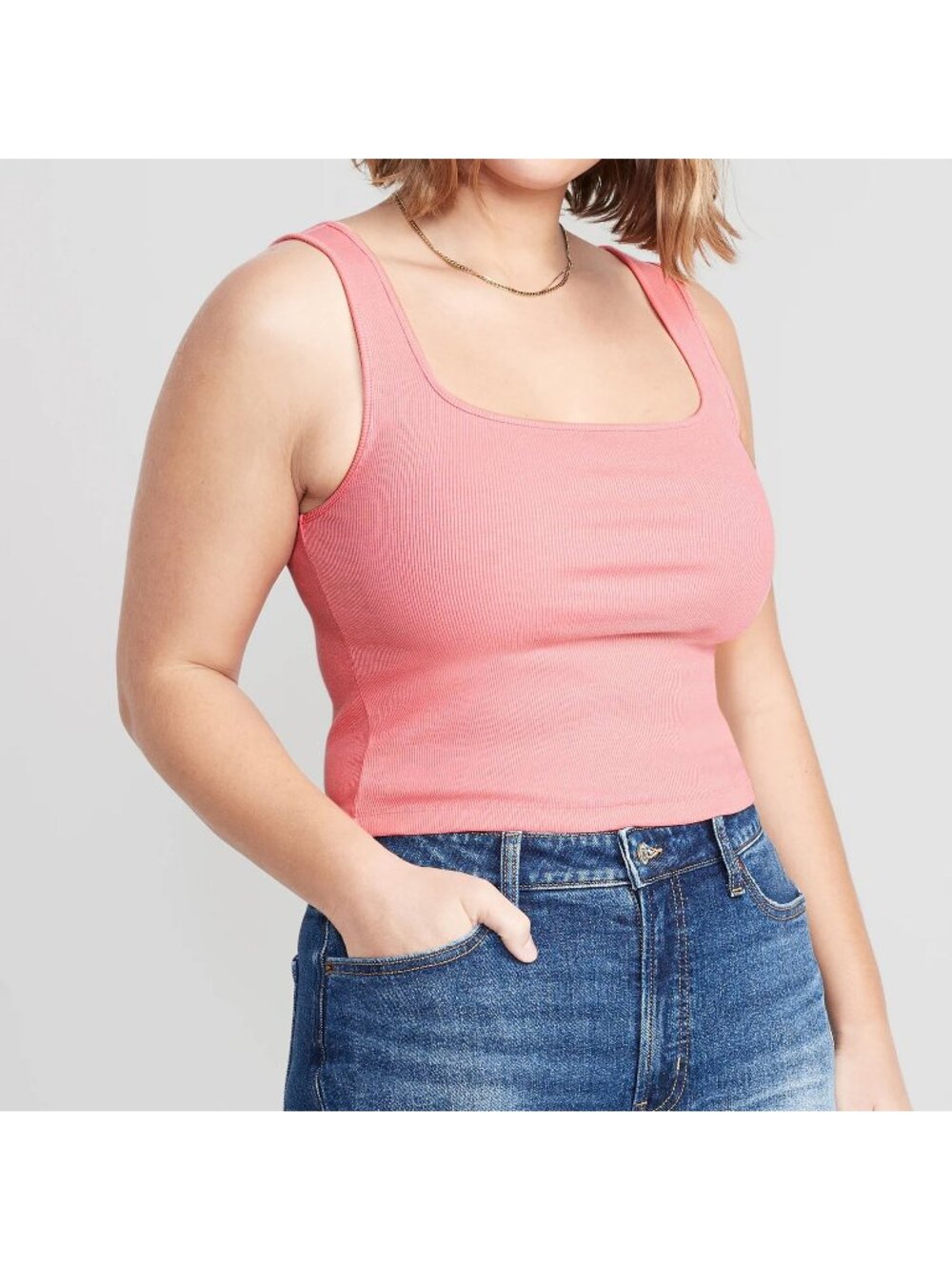 Old Navy Ultra Cropped Rib Knit Tank Top  Pink Size 2X or XXL Tall